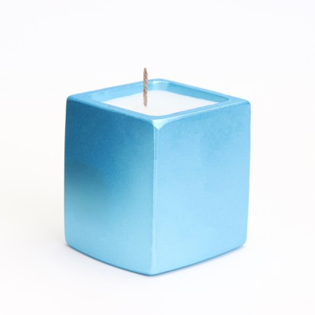 Candle "Square" in a candlestick of gypsum, 5x6cm, blue-1
