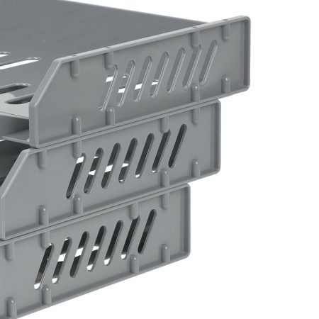 A set of horizontal boots for paper with wide loading "City", 3 pieces, on metal rods, gray-6