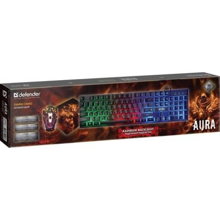 Game set 3 in 1 Defender aura MKP-117, keyboard+mouse+carpet, wired, backlight, 2400 dpi, 2400 dpi-8