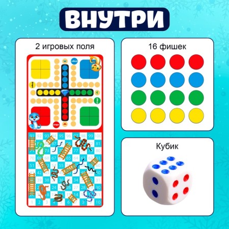 The board game "Ludo. Snakes and stairs ”, 2-4 players, 5+-7