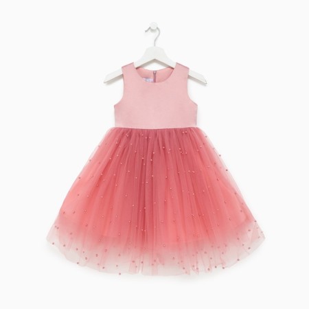 Children's dress with beads kaftan p. 36 (134-140 cm), pink-2
