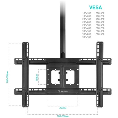 Black Black 32 "-80" Max. 68.2kg Ceiling Turn and Tilt 1004719-3