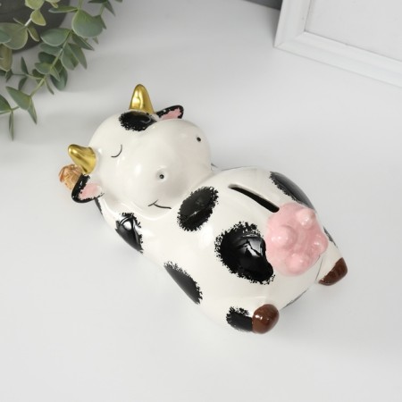 Копилка керамика "Коровка на сене" 18,5х10,8х9,7 см-5