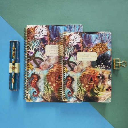 Notebook B5, 60 sheets in a cage on the crest "Fantasy. Corals", on a solid substrate, cover cardboard, lamination Soft Touch, embossing foil, block 70 g/m2-2