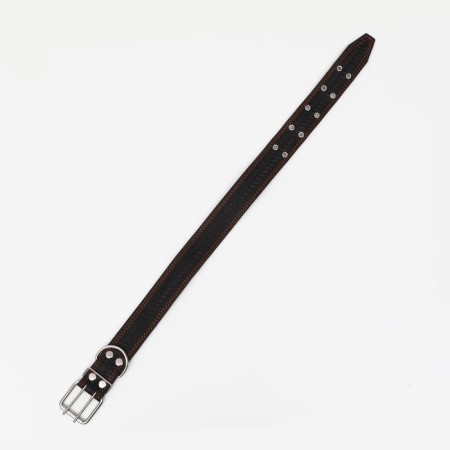 Leather collar with embossing on synthetic winterizer, 85 x 4.5 cm, Osh 50-70 cm, black-2