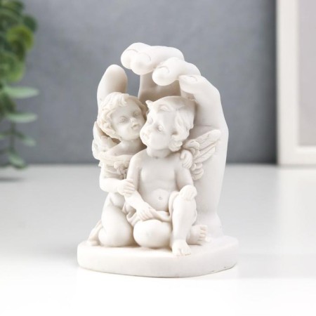 Polystone souvenir "Snow -white angels leaned against the palm" 8.7x6x6 cm-3