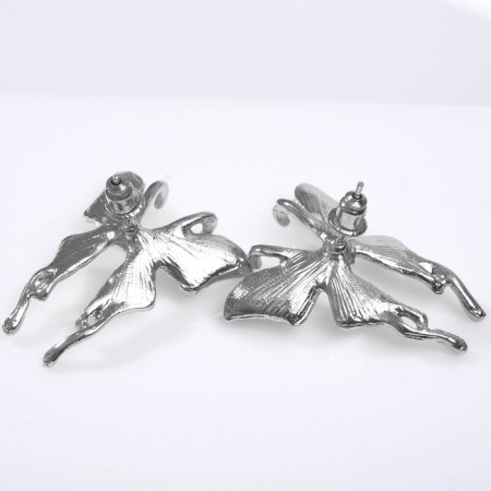 Earrings Metal "Butterflies" Fairytale, Silver Color-2