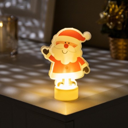 Light picture on the stand "Santa Claus" 11 cm, batteries, glow warm white