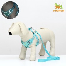 A set with a soft harness, fast-open, s, leash 140 cm, Osh 39-41 cm, og 44-48 cm, turquoise