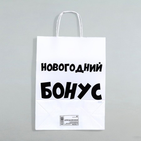 Package gift craft, "New Year's bonus", white, 32 x 24 x 10.5 cm-3