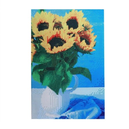 Diamond mosaic on a subframe with the full filling of Sunflower, 20 x 30 cm-2