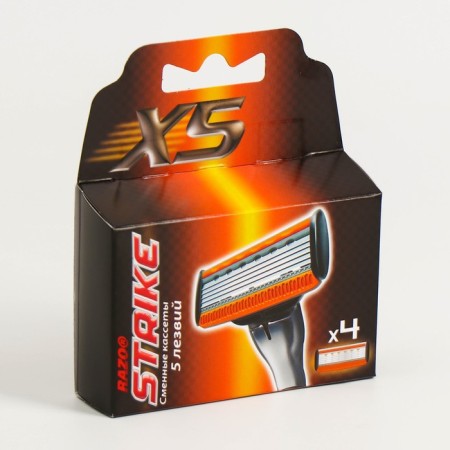 Exchange cassettes Strike X5, 5 blades, moisturizing strip, 4 pcs