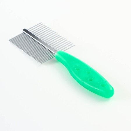 Combed double -sided "paws" with straight teeth, plastic pen, green-1