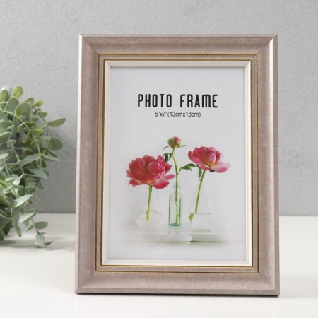 Photo frame plastic 13x18 cm "Dora" Mokko with gold 22.7x17.7x1.4 cm-1