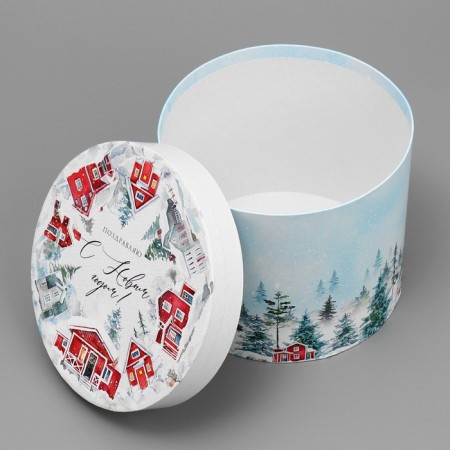 Box Gift round "Congratulations", 15 x 18 cm, New Year-1