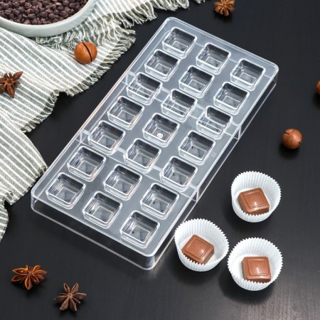 Konfinetta chocolate form “Toffi. Square ”, 27.5 × 13.5 × 2.5 cm, 21 cells (2.5 × 1.5 cm)