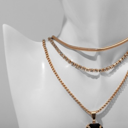 Pendant "chain" inspiration, 3 threads, color gold, 57 cm-1