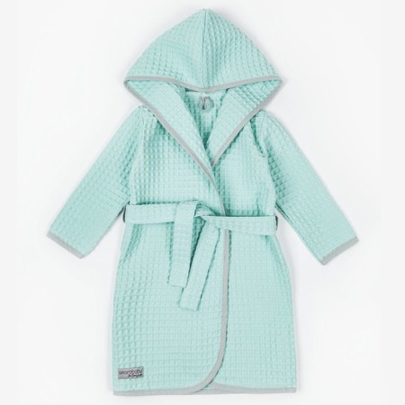 Халат детский с капюшоном Amarobaby Waffle, рост 134-140 см, цвет мятный-6