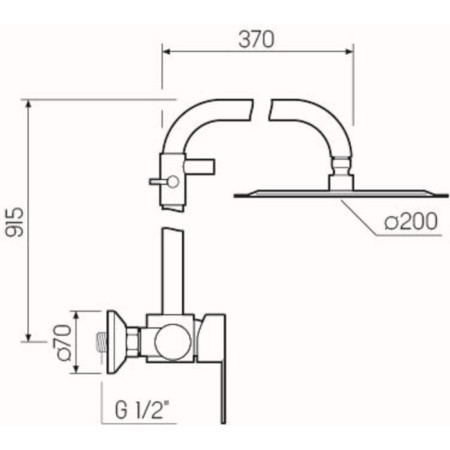 Shower system RMS SUS124-003DK-2, single-leaf, shower watering can, chrome-4