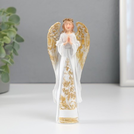Souvenir Polystone "Girl with a golden wreath" White 2.7x6.5x14.7 cm