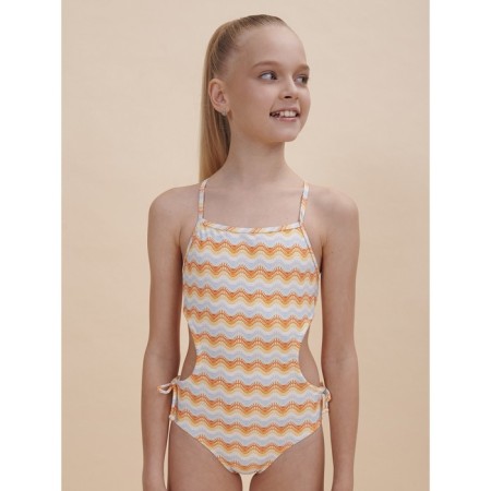 Swimsuit for girls, height 128-134 cm, orange color