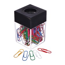Square crossbreaker with a magnet is transparent plastic, colored paper clips 100 pieces
