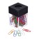 Square crossbreaker with a magnet is transparent plastic, colored paper clips 100 pieces