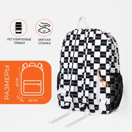 School backpack from textiles on lightning, 5 pockets, black color-1