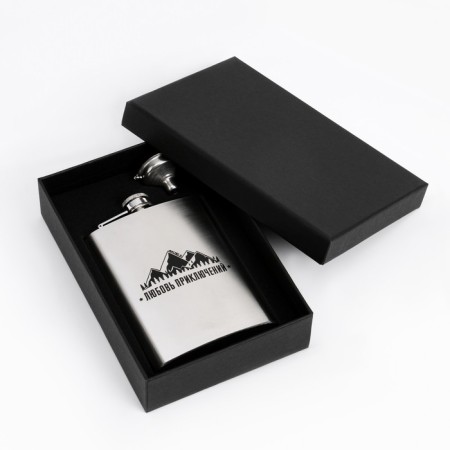 Flaw for alcohol "Adventure Love", stainless steel, 240 ml, with a funnel-1