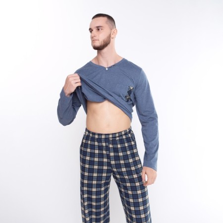 Kit (longshit, trousers) male, dark blue color, size 58-3