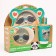 A set of children's bamboo dishes "Raccoon", plate, bowl, glass, devices, 5 items