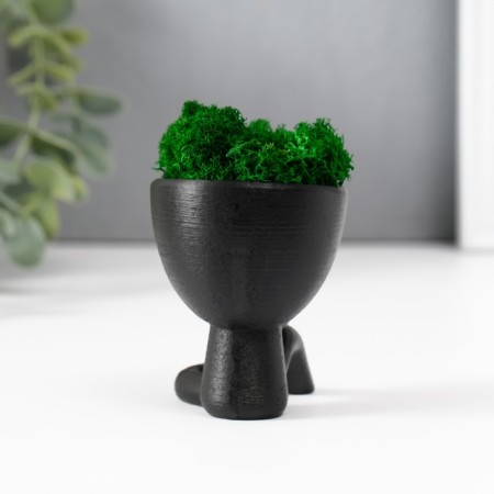 Concrete Kashpo "Mr. Green" with moss black 5.5x6.5x6.5 cm (moss green stabilized)-3