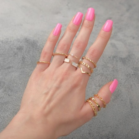 Set of rings 10 pieces "trend" elegance, white color in gold, size mix-2