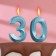 Candle in the cake jubilee "line" (set 2 in 1), number 30, blue metallic, 6.5 cm