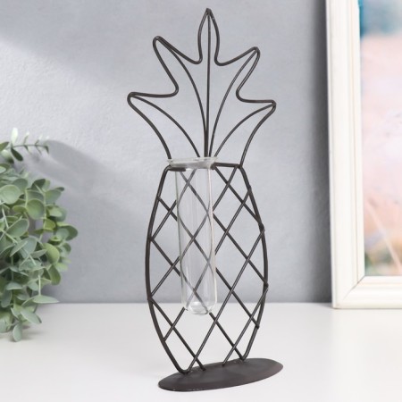 Decor metal, glass "Pineapp" black 15x5.5x25 cm-1