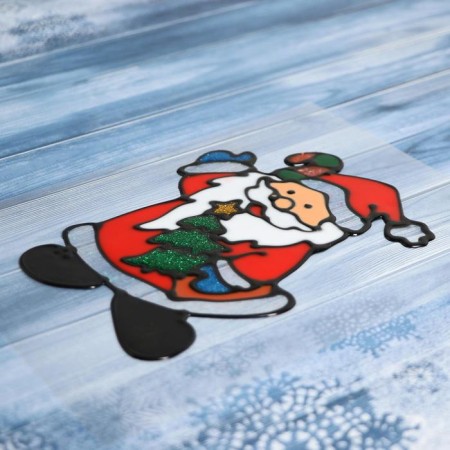 Glass Santa Claus with a Christmas tree 10x14 cm-1