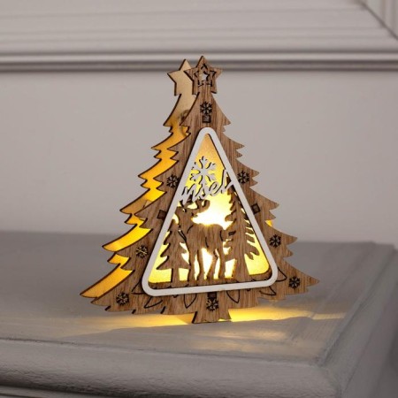 Christmas tree toy "Christmas tree with a deer", from batteries, a glow of warm white-3