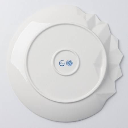 Ceramic dish for serving “marble”, white-blue, 27 cm, white color-7