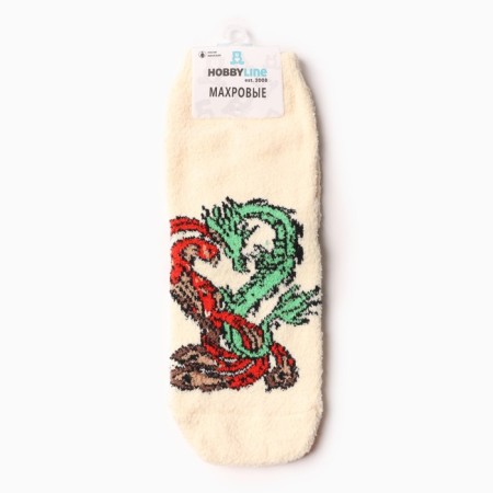 Women's socks "Dragon and Phoenix", the color is light yellow, size 36-40-2