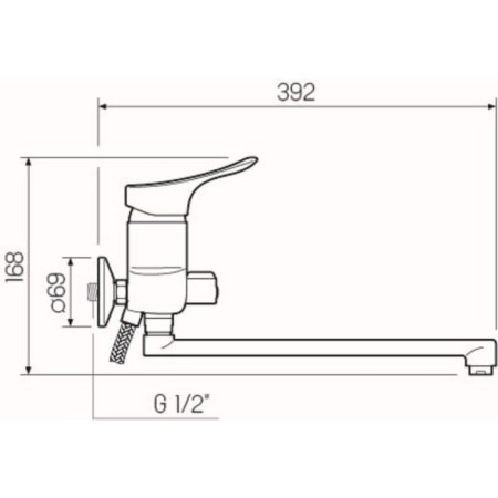 Bath mixer "RMS" SL120-006E, pour 350 mm, shower set, zinc, chromium-2