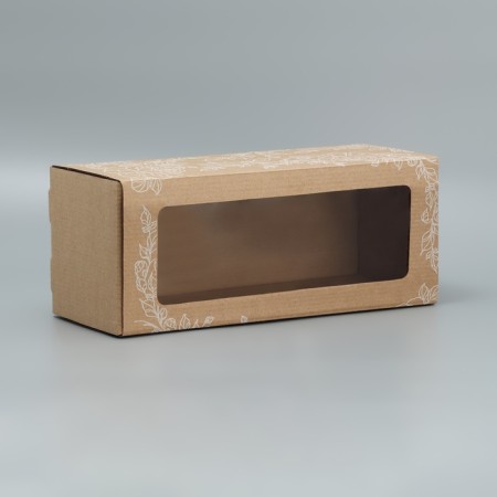 Gift Folding Box with PVC, packaging, "Flowers", 16 x 35 x 12 cm-2