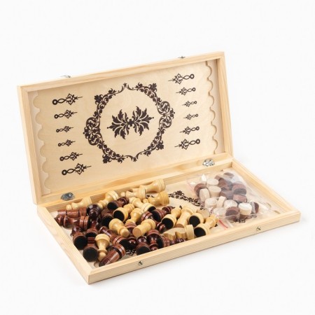 Board game 3 in 1: backgammon, checkers, chess, 40 x 40 cm-4