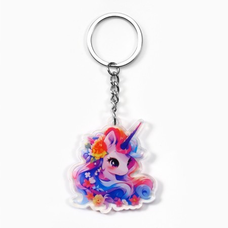 Key keychain holographic "unicorn", 5 x 4.5 cm-3