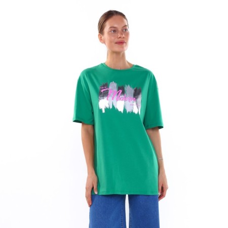 Female T-shirt, dark green color, ONE SIZE (42-46)-1