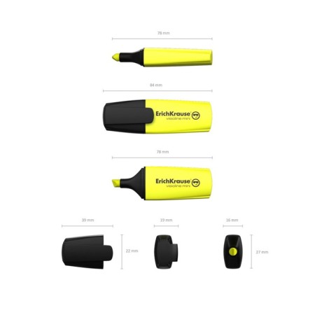 Erichkrause Visioline Mini, 0.6-5.2 mm, water-based fluorescent ink, yellow, yellow-2