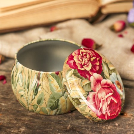 Casket Metal Round "Bouquet Piono" 5x7x7 cm-1