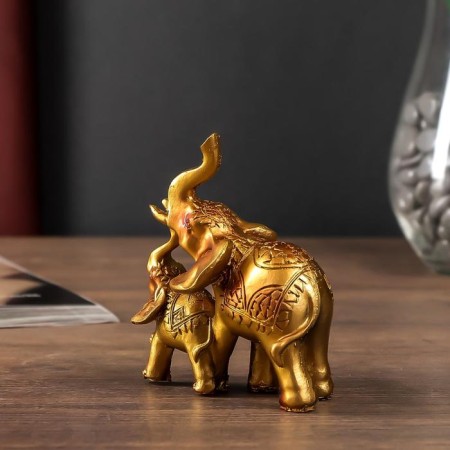 Polystone souvenir "Elephant with an elephant mosaic on the Popon" MIX 12x12x4 cm-2