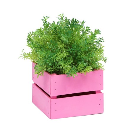 Kashpo wooden, two -strip, pink, 11 x 11 x 9 cm