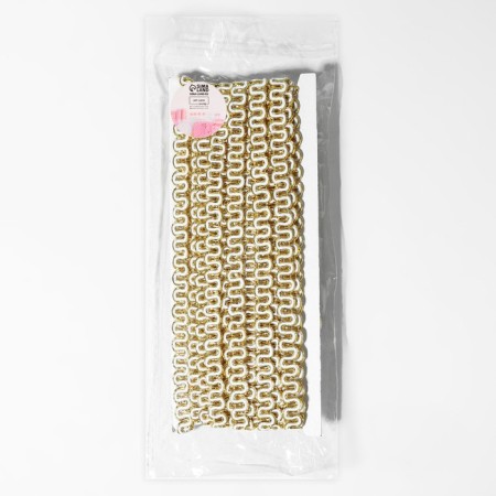 Decorative braid “Wave”, 10 mm, 10 ± 1 m, gold/white color-2
