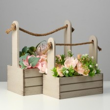 A set of wooden pots 2 in 1 (25.5 × 15 × 30; 20 × 12 × 23) 
